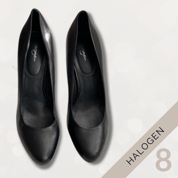 Halogen Black High Heels | Women's 8 | Classic Leather  3" Heel Closed Toe  Pump - Picture 2 of 5